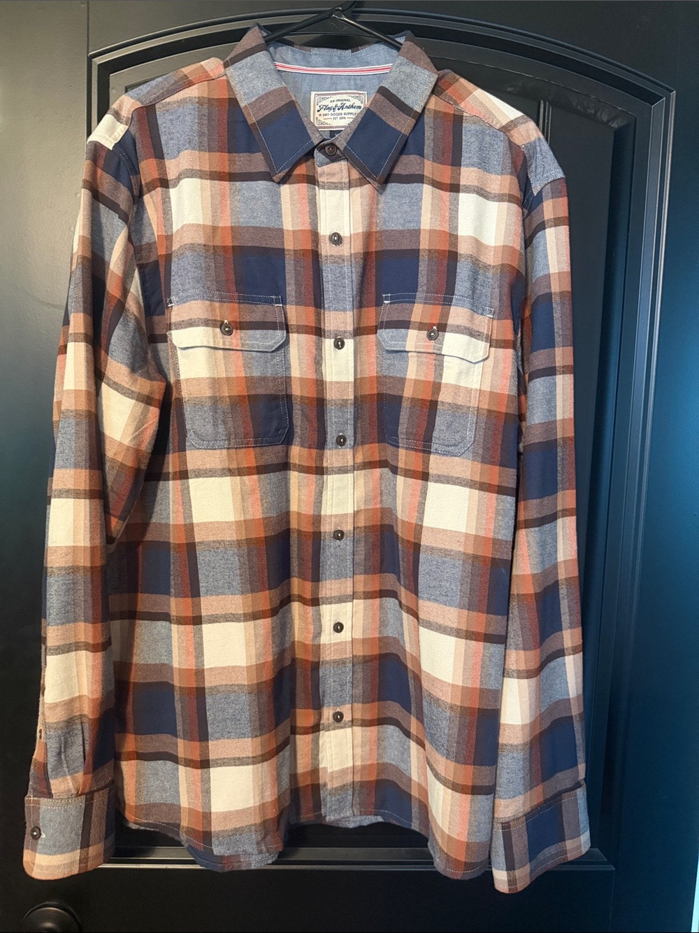 Flag and Anthem Navy & Cream Plaid Button-Down Shirt